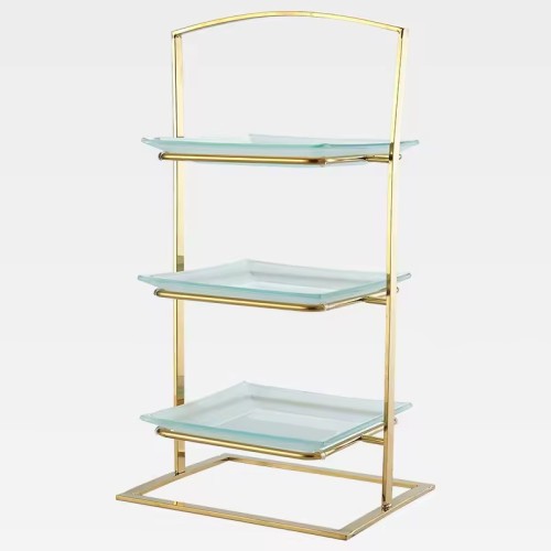 3-Tier Gold Glass Dessert Stand | Afternoon Tea Display
