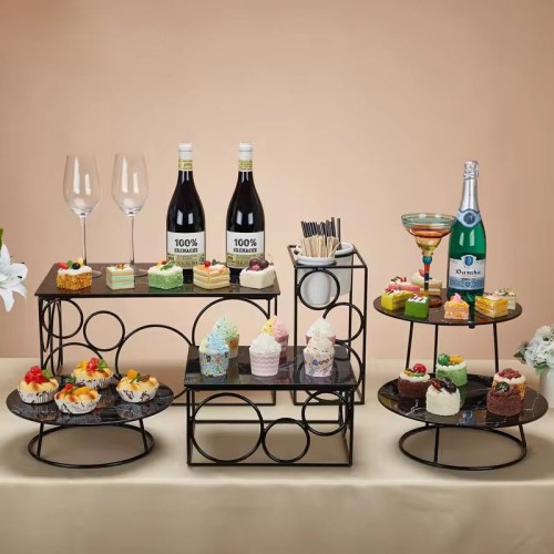 Black Brass Dessert Display Stand Set | 3-Tier Buffet Serving Tray