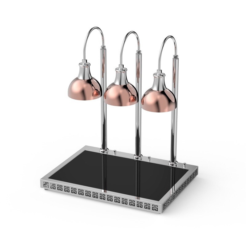 Three-Head Rose Gold Buffet Heat Lamp Station